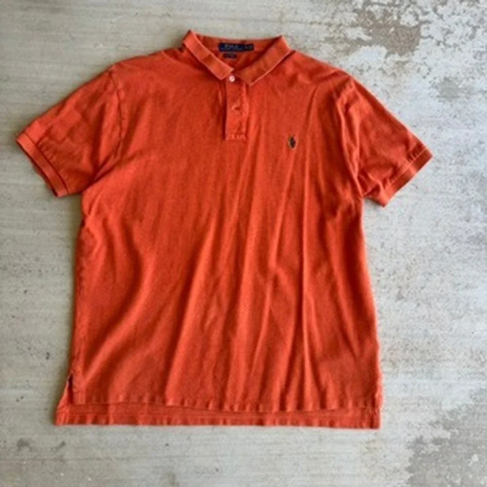 Polo Ralph Lauren Shirt Men XXL Orange Short Sleeve Pony Collared Cotton Golf